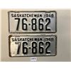 Image 1 : matching pair of 1948 SK license plates