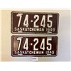 Image 1 : matching pair of 1949 SK license plates