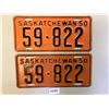 Image 1 : matching pair of 1950 SK license plates