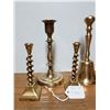 Image 3 : Brass Candle Sticks and Bells (5 pieces)