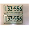 Image 1 : matching pair of 1974 SK license plates
