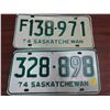 Image 1 : 2-1974 sask. License plates