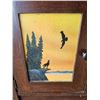 Image 10 : Solid wood antique sideboard / hutch with hand painted eagle and wolf motif
