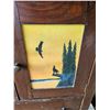Image 11 : Solid wood antique sideboard / hutch with hand painted eagle and wolf motif