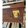 Image 4 : Solid wood antique sideboard / hutch with hand painted eagle and wolf motif
