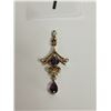 Image 1 : 15k gold pendant over 100 years old, British Made amethyst and pearls