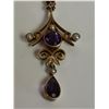 Image 2 : 15k gold pendant over 100 years old, British Made amethyst and pearls