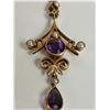 Image 3 : 15k gold pendant over 100 years old, British Made amethyst and pearls