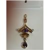 Image 4 : 15k gold pendant over 100 years old, British Made amethyst and pearls