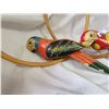 Image 2 : Two hanging painted parrot birds wood