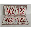Image 1 : 1973 Pair Quebec license plates