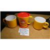 Image 2 : VINTAGE YELLOW-ORANGE PEEL MILK GLASS COFFEE MUGS, AND UNUSED  MACS TRAVEL MUG