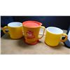 Image 4 : VINTAGE YELLOW-ORANGE PEEL MILK GLASS COFFEE MUGS, AND UNUSED  MACS TRAVEL MUG