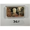 Image 2 : $100 Canada, 1oz gold plated copper bar