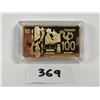 Image 1 : $100 Canada, 1oz gold plated copper bar