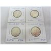 Image 1 : 4 Canadian Silver Quarters 56,57, 60,66