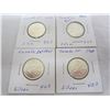 Image 1 : 4 Canadian Silver Quarters 58, 59, 65,68