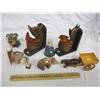 Image 1 : 8 Animal Figures including Chickens  Book Ends