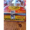 Image 2 : Very nice "World's Navy Tobacco Tin" 7 1/4" wide x 6 1/2 Deep x 3" tall excellent graphics and condi