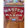 Image 1 : Master Mason Plug Smoking Tobacco Tin 7 1/4 wide x 6 1/2" Deep x 3" tall very good condition