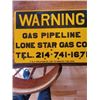 Image 1 : Warning - Gas pipeline metal sign never used Lone Star Gas Co Texas