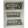 Image 1 : Three 1954 $1 bills, one is replacement