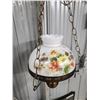 Image 4 : Vintage hanging lamp, w/ glass floral shade