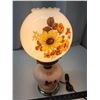 Image 5 : Lovely glass floral lamp, w/ matching glass globe - 16"H