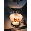 Image 7 : Lovely glass floral lamp, w/ matching glass globe - 16"H