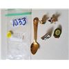 Image 1 : Order of the Eastern Star Collectibles - 50th Anniversary Spoon, 1 Pair of Clip On Earrings, 2 Lapel