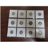 Image 1 : Lot of 12 Canadian George V Silver 10 Cents. Includes 1916, 1917, 1918, 1919, 1920, 1921, 1929, 1931