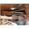 Image 2 : box of cutlery and antique steamer iron