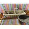 Image 3 : lot of flower hangers , antique basket , tray