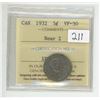 Image 1 : 1932 ICCS graded, Canadian 5 cent coin - VF30