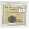 Image 1 : 1941 ICCS graded, Canadian 5 cent coin - EF40