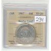 Image 1 : 1947 ICCS graded, Canadian silver 50 cent coin - VF20