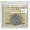 Image 1 : 1948 ICCS graded, Canadian silver 50 cent coin - VF30