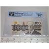 Image 1 : 1988 GWC graded, Canadian 100 dollar bill - Knight/Dodge - BJS 2081964 - UNC 64