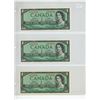 Image 1 : Lot of 3 Consecutive Serial Number 1954 Modified Portrait $1 notes. Beattie-Rasminsky signatures. S/