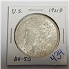 Image 1 : U.S. 1921D Morgan Silver Dollar. Denver Mint. AU-50. Lustrous.