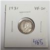 Image 1 : 1931 Silver 10 Cents. VF-20.