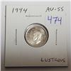 Image 1 : 1944 Silver 10 Cents. World War II issue. AU-55. Lustrous.