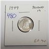 Image 1 : 1949 Doubled 19 in Date Silver 10 Cents. EF-40.