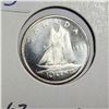 Image 3 : 1965 Diving Bluenose Silver 10 Cents. Rotated Die. MS-63 with Cameo.