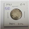 Image 1 : 1921 Silver 25 Cents. Key Date. Mintage of 597,337. G-4.