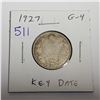 Image 1 : 1927 Silver 25 Cents. Key Date. Mintage of 468,096. G-4.