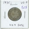 Image 1 : 1935 Silver 25 Cents. Key Date. Mintage of 537,772. VG-8.