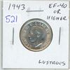 Image 1 : 1943 Silver 25 Cents. EF-40 or higher. Lustrous.
