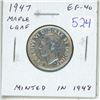 Image 1 : 1947 Maple Leaf Silver 25 Cents. EF-40. Minted in 1948!