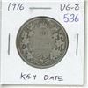 Image 1 : 1916 Silver 50 Cents. Key Date. Mintage of 459,070. VG-8.